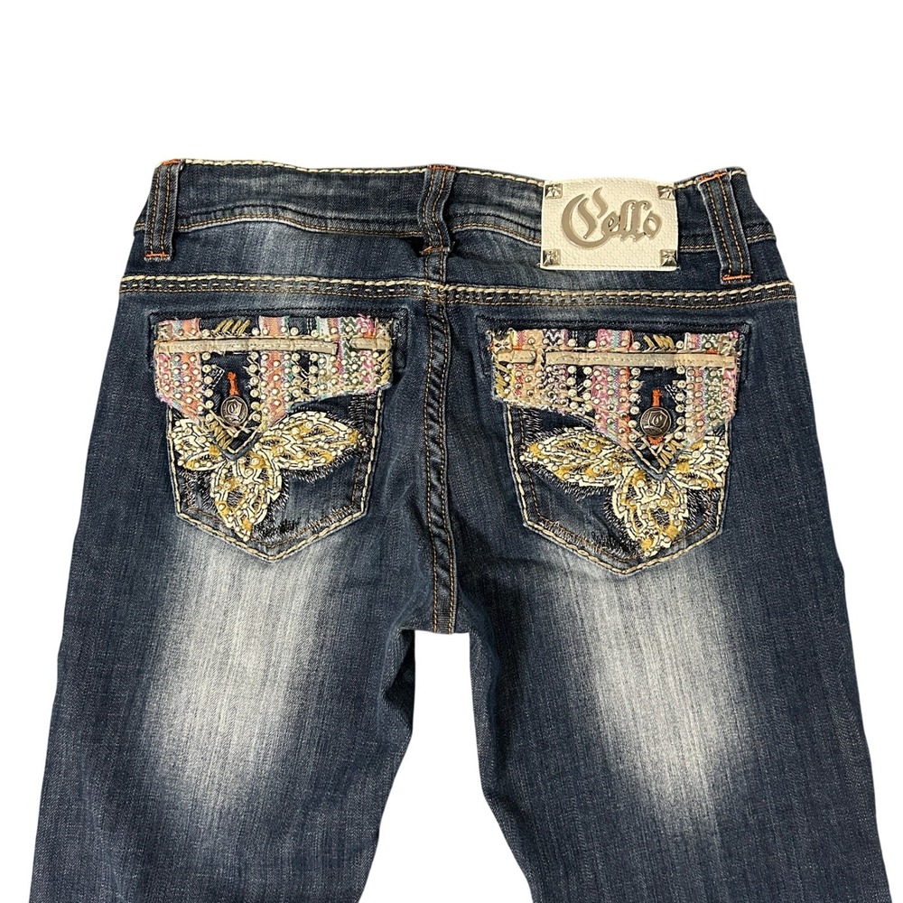 Cello Bootcut Jeans Womens 5 Embroidered Flap Pockets Cowgirl Western 27x32